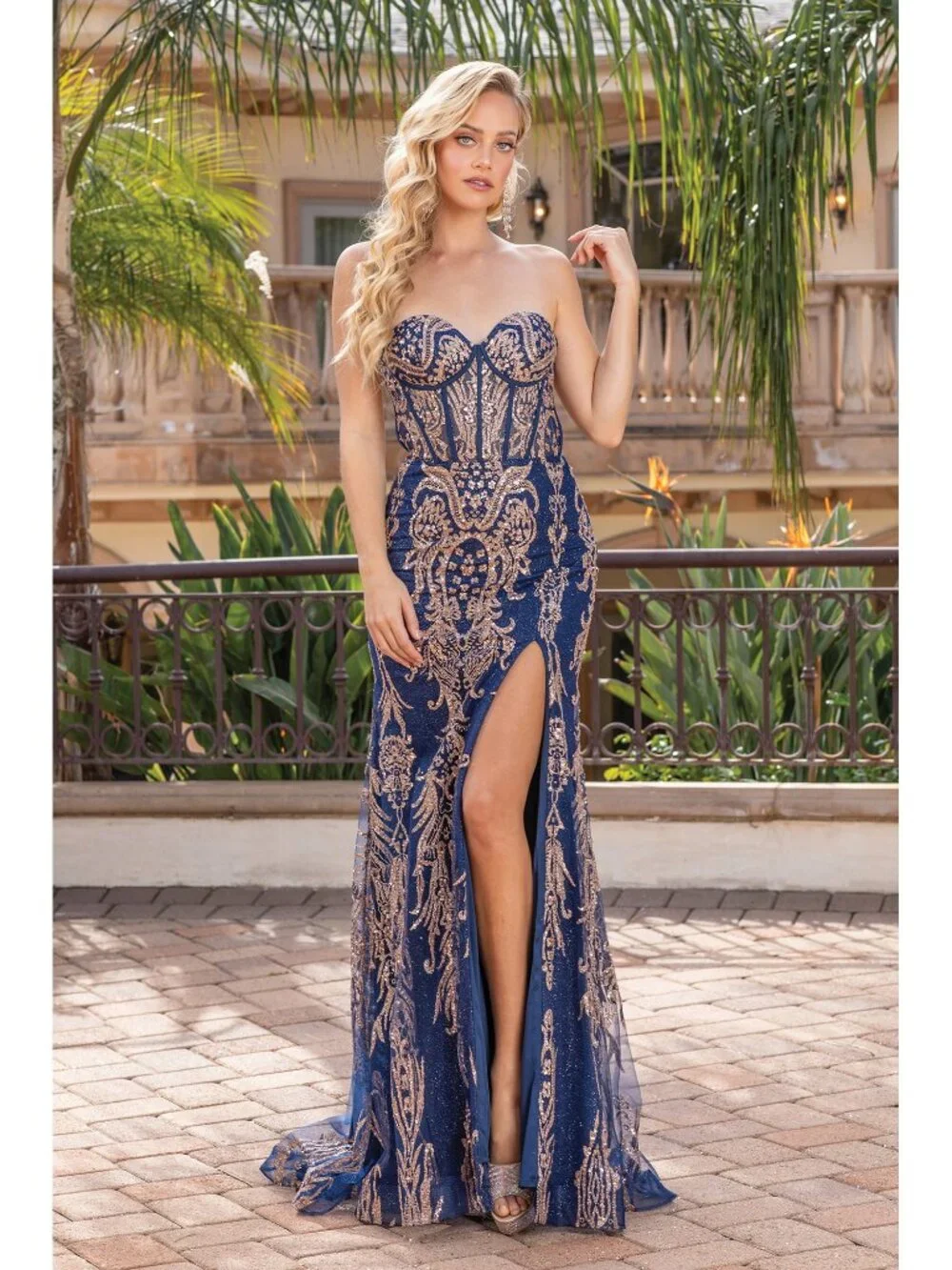 NEW GOLD Evening Gown Floor Length Formal Elegant Stunning 4335